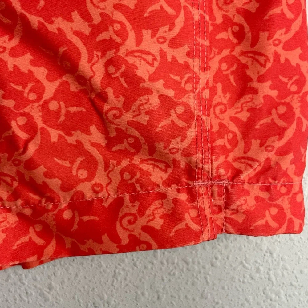Southern Tide Island Batik Fish Swim Shorts Orange Men's M Water‎ Board Trunks